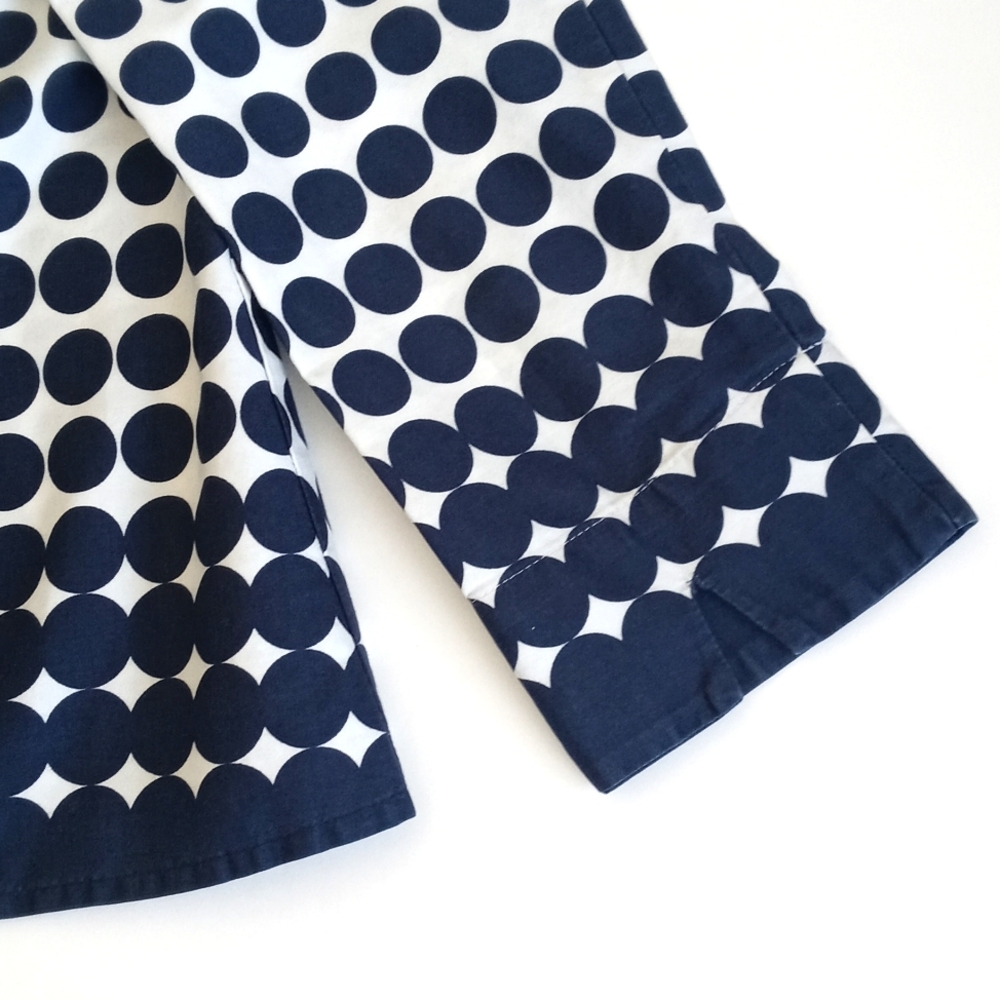Jones New York White w Navy Blue Polka Dot Mid-Century Modern 3/4 Sleeve Top P/S - Picture 4 of 12
